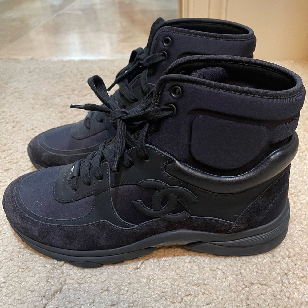 CHANEL Black High-Top Sneakers